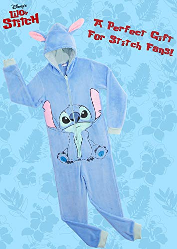 Disney Stitch Pijama Entero para Niñas De Una Pieza Super Suaves, Disfraces de Animales, Ropa de Dormir Niña Invierno, Pijamas Monos con Capucha Orejas 3D, Regalos para Niños 13-14 Años (11/12 años)