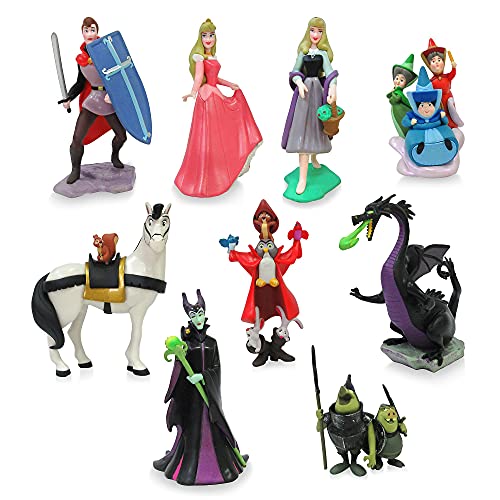 Disney Store Sleeping Beauty Deluxe - Figura decorativa (8 unidades, incluye 8 figuras moldeadas de plástico)