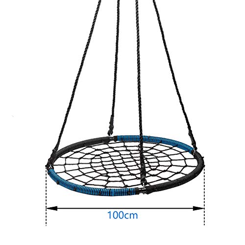 Display4top Columpio en Forma de Plato de la Serie Feldus Mide 100 cm de Diámetro y es Apto para Niños y Adultos (Azul Negro)