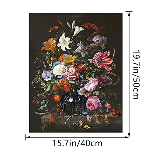 DIY para Pintar por Numeros Kits Adultos, Niños y Principiante del Dibujo, Pintar con Numeros Decoraciones para el Hogar, Pintar Flores por Numeros con Pinturas y Pinceles (40x50cm, sin Marco)