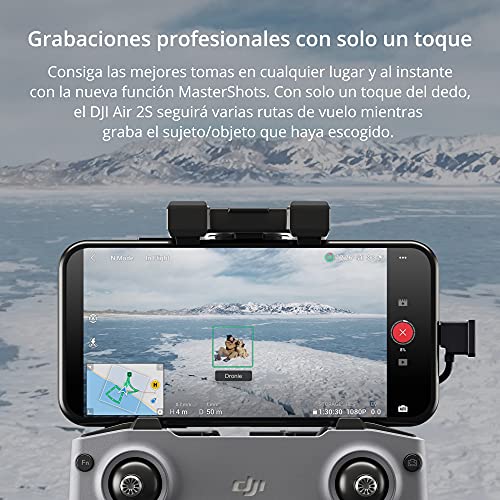 DJI Air 2S- Drone, Quadcopter, 3 Ejes Gimbal con Cámara, Vídeo en 5.4K, Sensor CMOS de 1 pulgada, Detección de obstáculos en 4 direcciones, Transmisión en FHD desde 12 km (FCC), MasterShots, Gris