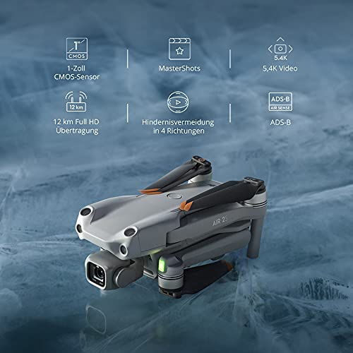 DJI Air 2S Fly More Combo- Drone, 3 Ejes Gimbal con Cámara, Vídeo en 5.4K, Sensor CMOS de 1 pulgada, Detección de obstáculos en 4 direcciones, Transmisión en FHD desde 12 km (FCC), MasterShots, Gris