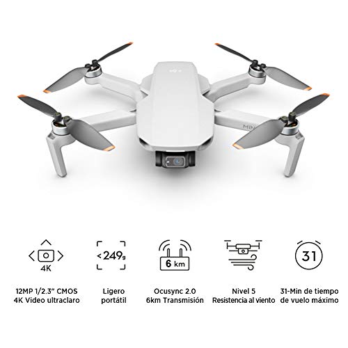 DJI Mini 2 - Ultraligero y Plegable Drone Quadcopter, 3 Ejes Gimbal con Cámara 4K, Foto 12MP, 31 Minutos de Vuelo, OcuSync 2.0 HD Transmisión de Vídeo, Sin Tarjeta, Sin Care Refresh