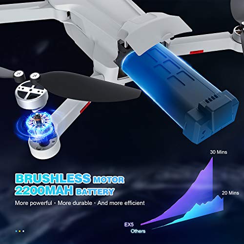 DOMIBOT Drone con Cámara Profesional 4K Drone Plegable con GPS Control de Gestos 5G WiFi FPV Drone con Motor Brushless 60 Minutos de Vuelo 1000 Metros Rango Drone para Adulto 5X3 (2 Baterías)