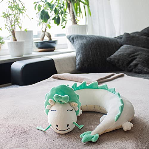 DRACA Anime Merch Anime Kawaii Plushies Dragon Cojín cervical Plush Merchandise Peluche Pusheen de viaje, cojín de anime, cojín de viaje, cojín de anime, dulce dragón, peluche, peluche