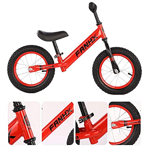 DRAGDS Niños Bicicletas de Bicicleta de 12 Pulgadas Bicicleta de Balance sin Pedal de Manillar Antideslizante/Silla de Montar Ajustable 1-6 Años Niños/Amarillo