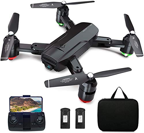 Dragon Touch Drone Plegable GPS con Cámara 1080P HD Avión con WiFi FPV Control Remoto Modo sin Cabeza RC Quadcopter Drone para Niños Principiantes Adultos (DF01G)