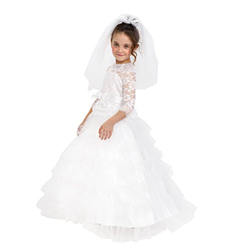 Dress Up America Girls White Dream Bride Costume - Size Medium (8-10 Years)