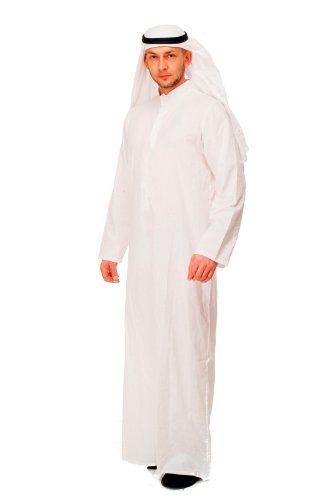 dressmeup Dress ME UP - Disfraz para Hombre Oriente Próximo saudí emir Jeque árabe túnica zaub zobe K48 Talla 48, M