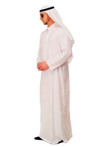 dressmeup Dress ME UP - Disfraz para Hombre Oriente Próximo saudí emir Jeque árabe túnica zaub zobe K48 Talla 48, M