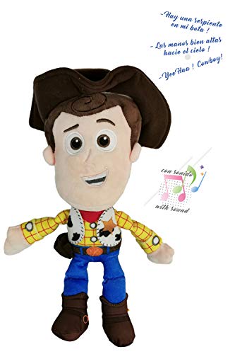 Dsney Toy Story - Pack 2 Peluches Sheriff Woody 13"/33cm + Caballo Perdigón 9'84"/25cm (Woody Voz en español al Pulsar Sus Manos) Calidad Super Soft