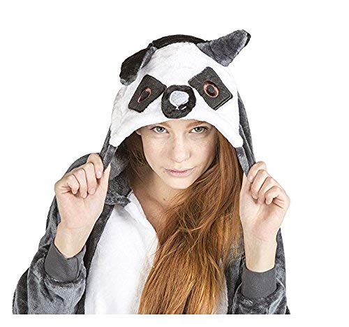 Ducomi Kigurumi Pijamas Disfraces Divertidos - Pijamas Unisex Adulto Cosplay Disfraz de Animal - Peluche Halloween y Carnaval Mujer Hombre - Pijama Tuta Unicornio, Koala, Panda (Lemur, XL)