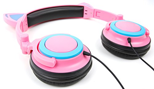 DURAGADGET Auriculares estéreo con diseño de Orejas de Gato en Color Rosa Compatible con Walkie Talkie Retevis RT388, Retevis RT628, WANFEI, OWSOO PMR446, Flybiz Walkie Talkie Niños PMR446