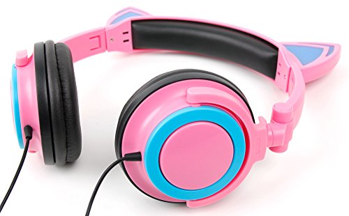 DURAGADGET Auriculares estéreo con diseño de Orejas de Gato en Color Rosa Compatible con Walkie Talkie Retevis RT388, Retevis RT628, WANFEI, OWSOO PMR446, Flybiz Walkie Talkie Niños PMR446