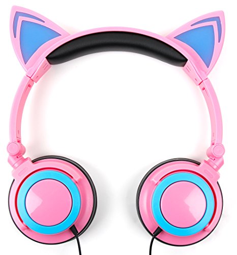 DURAGADGET Auriculares estéreo con diseño de Orejas de Gato en Color Rosa Compatible con Walkie Talkie Retevis RT388, Retevis RT628, WANFEI, OWSOO PMR446, Flybiz Walkie Talkie Niños PMR446