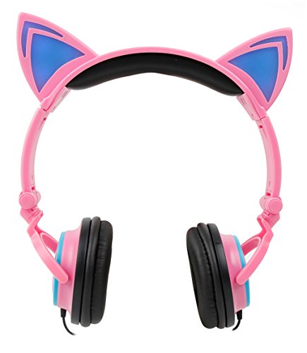 DURAGADGET Auriculares estéreo con diseño de Orejas de Gato en Color Rosa Compatible con Walkie Talkie Retevis RT388, Retevis RT628, WANFEI, OWSOO PMR446, Flybiz Walkie Talkie Niños PMR446