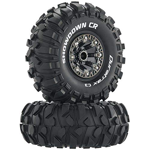 DuraTrax RC Rock Crawler Neumáticos con Inserciones de Espuma, Compuesto C3 Supersuave, Alta tracción, Color Showdown, Negro Cromado, 2.2" Mounted (Horizon Hobby DTXC4051)