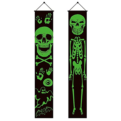 DXQDXQ Banners de Halloween Luminoso Decoración 180 * 31cm Letrero de Porche Signo Colgante Interior Exterior Trick or Treat para Suministros de Fiesta Hogar Puerta Jardín