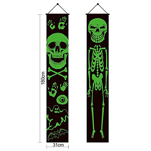 DXQDXQ Banners de Halloween Luminoso Decoración 180 * 31cm Letrero de Porche Signo Colgante Interior Exterior Trick or Treat para Suministros de Fiesta Hogar Puerta Jardín