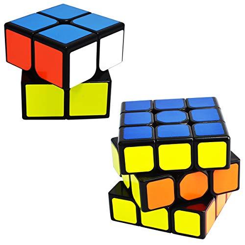 EASEHOME Speed Magic Cube Set 2x2x2 + 3x3x3, 2 Pack Puzzle Cubes Rompecabezas Cubo Mágico PVC Pegatina para Niños y Adultos