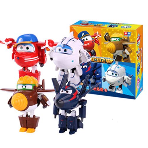 EASTVAPS 4 unids Super Wings Figura de acción de Juguete Mini avión Robot Superwings transformación Anime Cartoon Toy