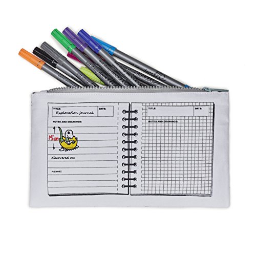 eatsleepdoodle Estuche para Colorear con Dinosaurios, Personaliza y Colorea la Divertida Ilustración de Dinosaurios, Juego para Niños con Rotuladores para Tela Lavables Incluidos