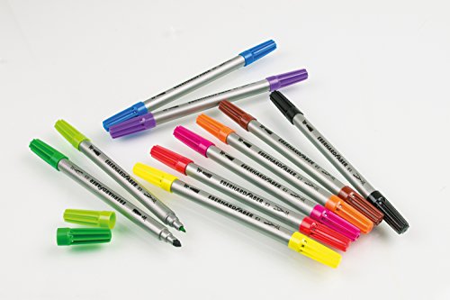 Eberhard Faber 550010 - Rotuladores Colori en 10 colores brillantes, rotuladores de doble punta con punta gruesa y fina, en estuche de cartón, para dibujo fino y pintura de superficie