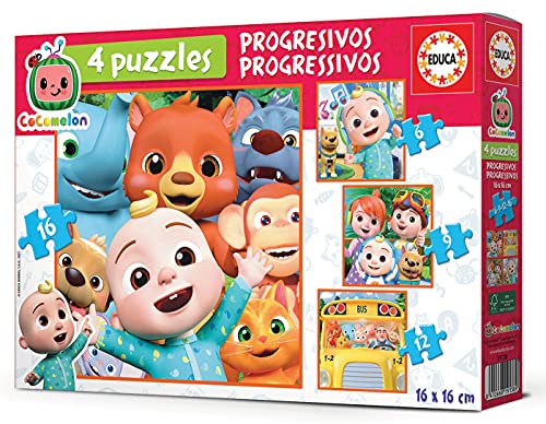 Educa 19138 Cocomelon. Set de 4 Puzzles progresivos de 6, 9, 12 y 16 Piezas. A Partir de 36 Meses