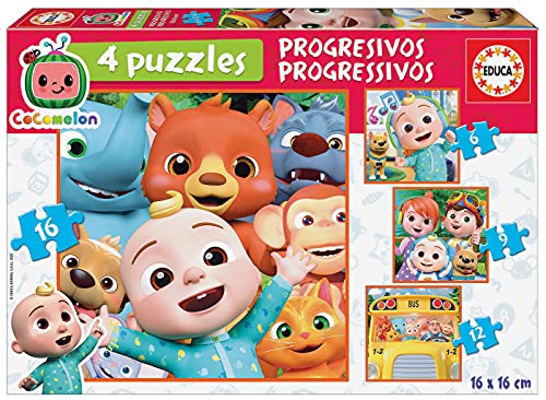 Educa 19138 Cocomelon. Set de 4 Puzzles progresivos de 6, 9, 12 y 16 Piezas. A Partir de 36 Meses