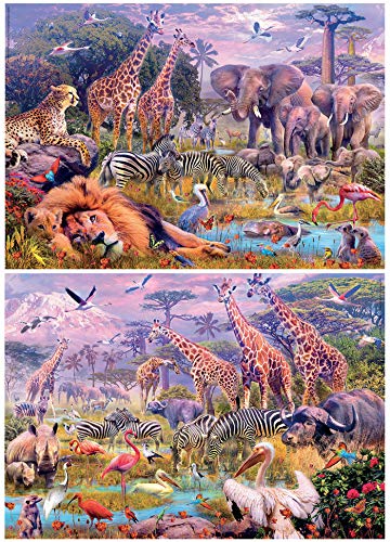 Educa - Animales Salvajes 2 Puzzles x 100 Piezas, Multicolor (18606)