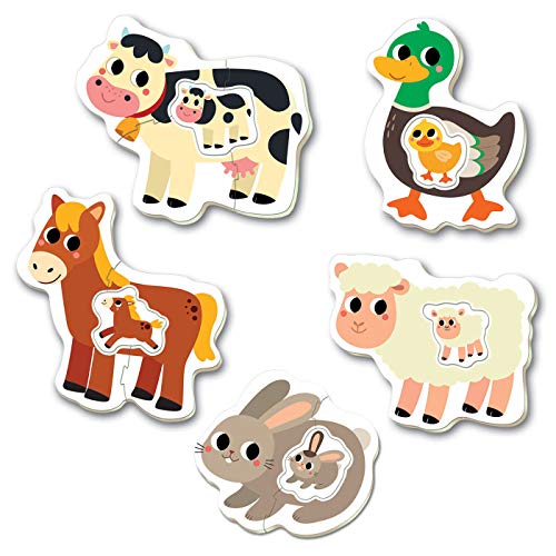 Educa - Baby Puzzles Animales de la Granja. Set de 5 Puzzles Infantiles Progresivos de 2 a 4 piezas. A partir de 12 meses. Ref. 17574