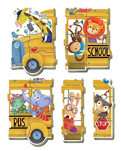 Educa - Baby Puzzles Bus de Animalitos, Set de 5 Puzzles Infantiles Progresivos de 3 a 5 piezas, a partir de 24 meses (17575)