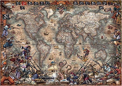 Educa Borras - Genuine Puzzles, Puzzle 2.000 piezas, Mapa de piratas (18008)