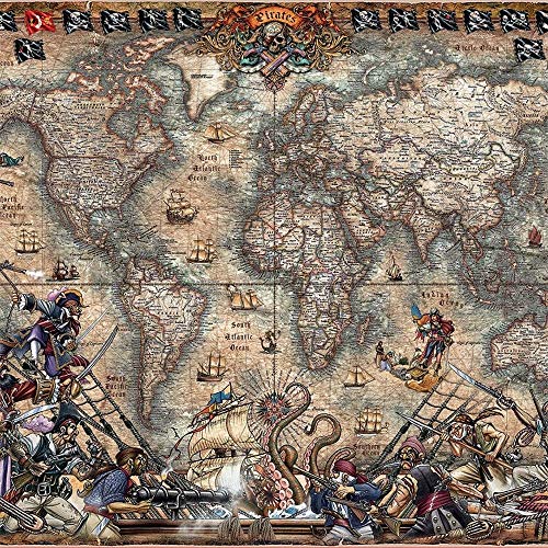 Educa Borras - Genuine Puzzles, Puzzle 2.000 piezas, Mapa de piratas (18008)