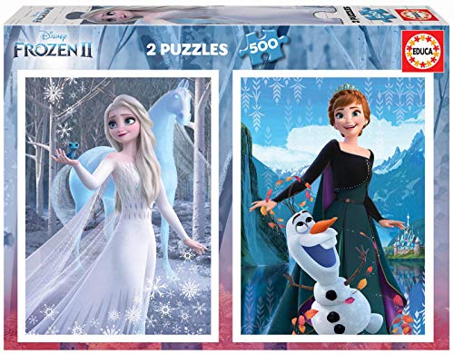 Educa Disney Frozen II. 2 Puzzles de 500 Piezas de Ana y Elsa. Ref. 19016, Multicolor