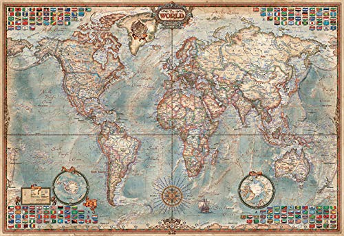 Educa - El Mundo, mapa político Miniature Puzzle, 1000 Piezas, multicolor (16764)