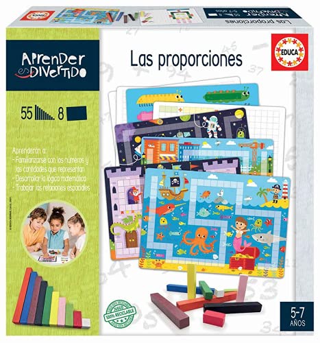 Educa Infantil 19097 Aprender es Divertido. Las Proporciones. Juego Educativo con Regletas Matemáticas Manipulativas. A Partir de 5 años, Multicolor