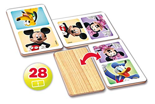 Educa Mickey & Friends Mickey y Minnie Domino de Madera, 28 Piezas, Multicolor (16037)