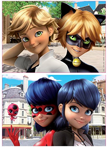 Educa - Miraculous Ladybug Temporada 2, 2 Puzzles infantiles de madera ecológica de 50 piezas, a partir de 4 años (17956)