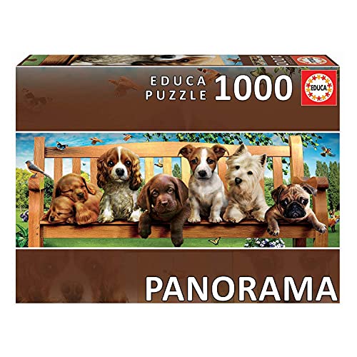 Educa Serie Panorama. Perritos en el banco. Puzzle panorámico de 1000 piezas. Ref. 19038, multicolor