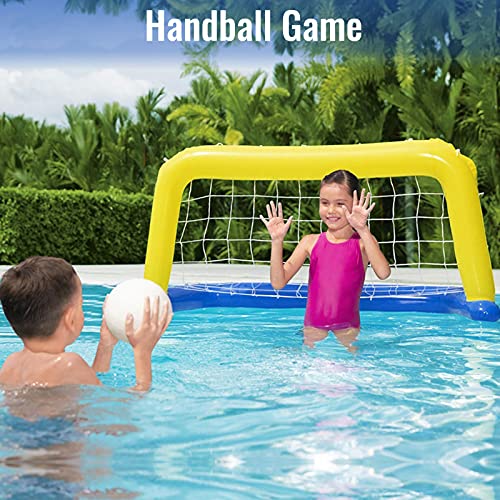 EFGS Hinchable Canasta Baloncesto Piscina, Portátil Red de Voleibol Piscina con Bomba de Pie, Juego Piscina Adultos para Piscina Baloncesto Agua Deportes Juguetes de Verano