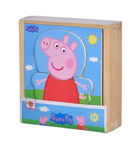 Eichhorn 109265707 - Puzzle de mudanza de Peppa Pig con Diferentes Prendas de Vestir, Multicolor, puzle de Madera certificada FSC, 14 Piezas, 4 x 13 x 14 cm, a Partir de Dos años