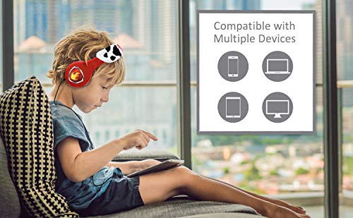 EKids Paw Patrol Marshall - Auriculares de Diadema para niños con función de limitación de Volumen integrada para Escuchar de Forma Segura, Color Rojo