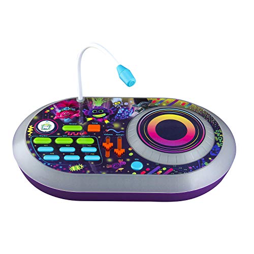 EKids Trolls World Tour DJ Trollex Party Mixer Juguete Giratorio para niños pequeños, micrófono Integrado, grabación, Efectos de Sonido, espectáculo de luz LED