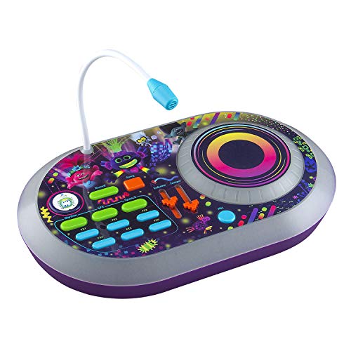 EKids Trolls World Tour DJ Trollex Party Mixer Juguete Giratorio para niños pequeños, micrófono Integrado, grabación, Efectos de Sonido, espectáculo de luz LED