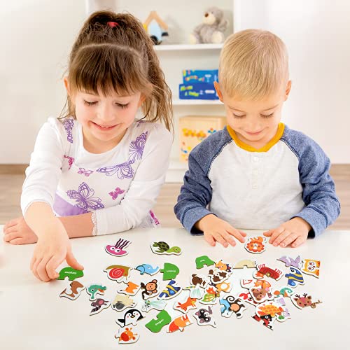 EKKONG Puzzles de Madera,Animales Rompecabezas,Juguetes Bebes, Puzzles de Madera Educativos para Bebé, Juguetes niños 1 año 2 3 4 5 6 años (24 Pack)