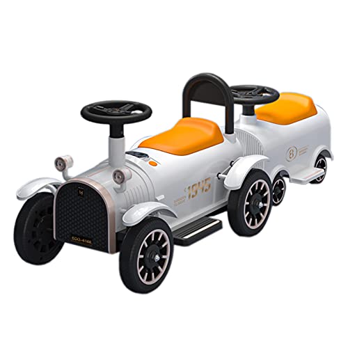 El Tren para Niños Puede Llevar A La Gente Coche Eléctrico Coche De Control Remoto De Cuatro Ruedas Cochecito De Juguete Doble para Niños Y Niñas Batería Grande De 12V, 116X40x40cm,Blanco