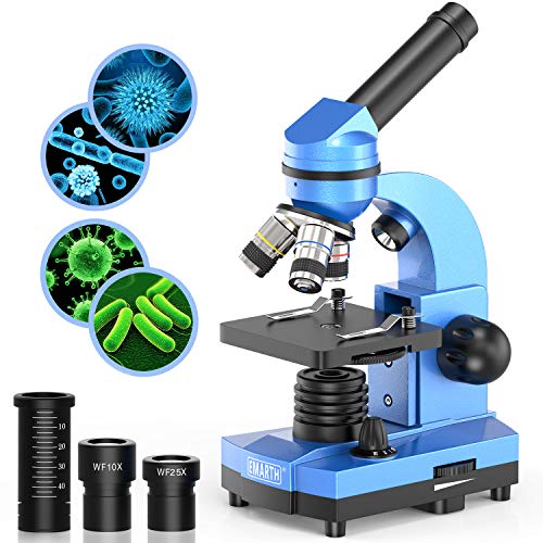 EMARTH Microscopio de ciencias para niños Principiantes Niños estudiantes, microscopios compuestos 40X- 1000X con 52 piezas de kits de ciencias educativas