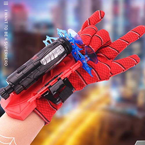 Emeili Guantes Lanzadores para Spider-Man, Guantes de Plástico para Cosplay para Niños,, Juguetes educativos para niño