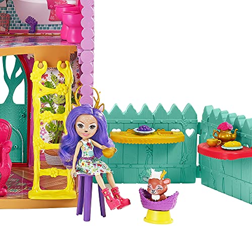 Enchantimals Casa Ciervo 2.0 con Danessa Deer Muñeca con casa de juguete, mascota y accesorios, regalo para niñas y niños +4 años (Mattel HFC41)